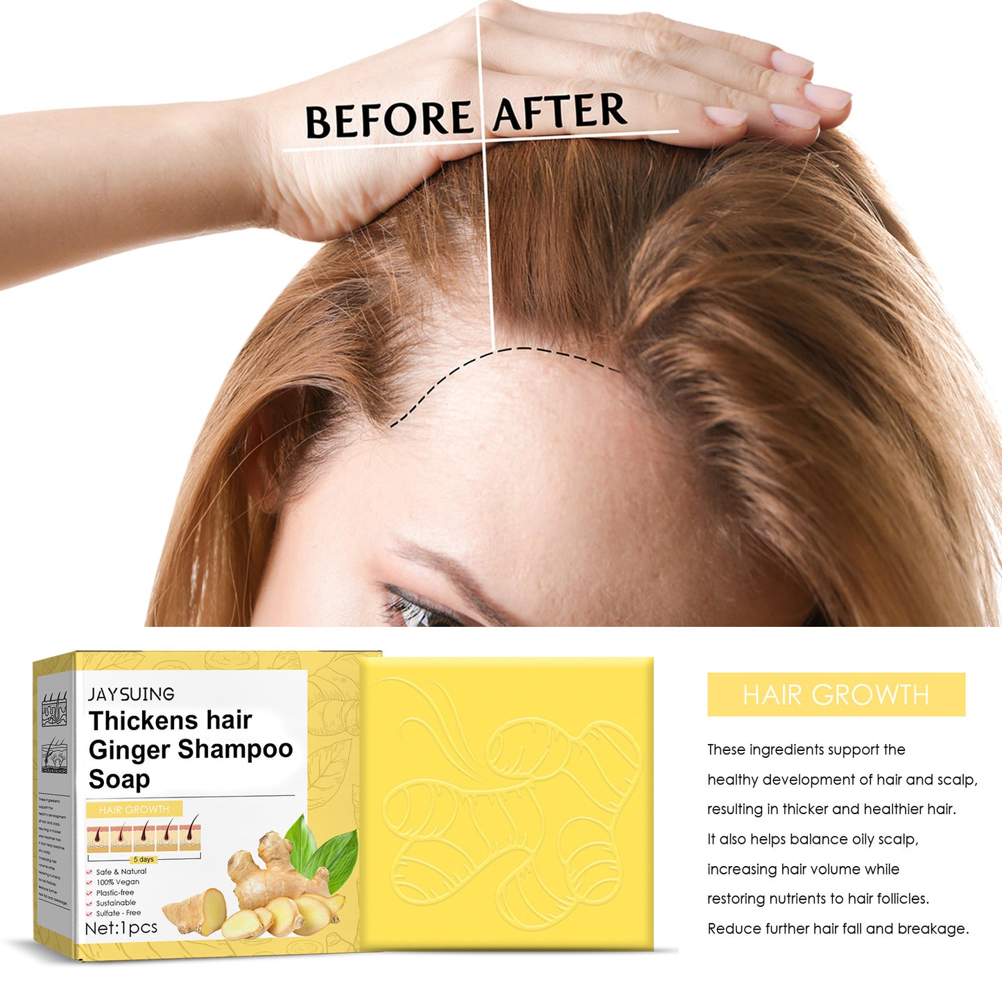 BeeFlex™ Ginger Hair Regrowth Shampoo Bar