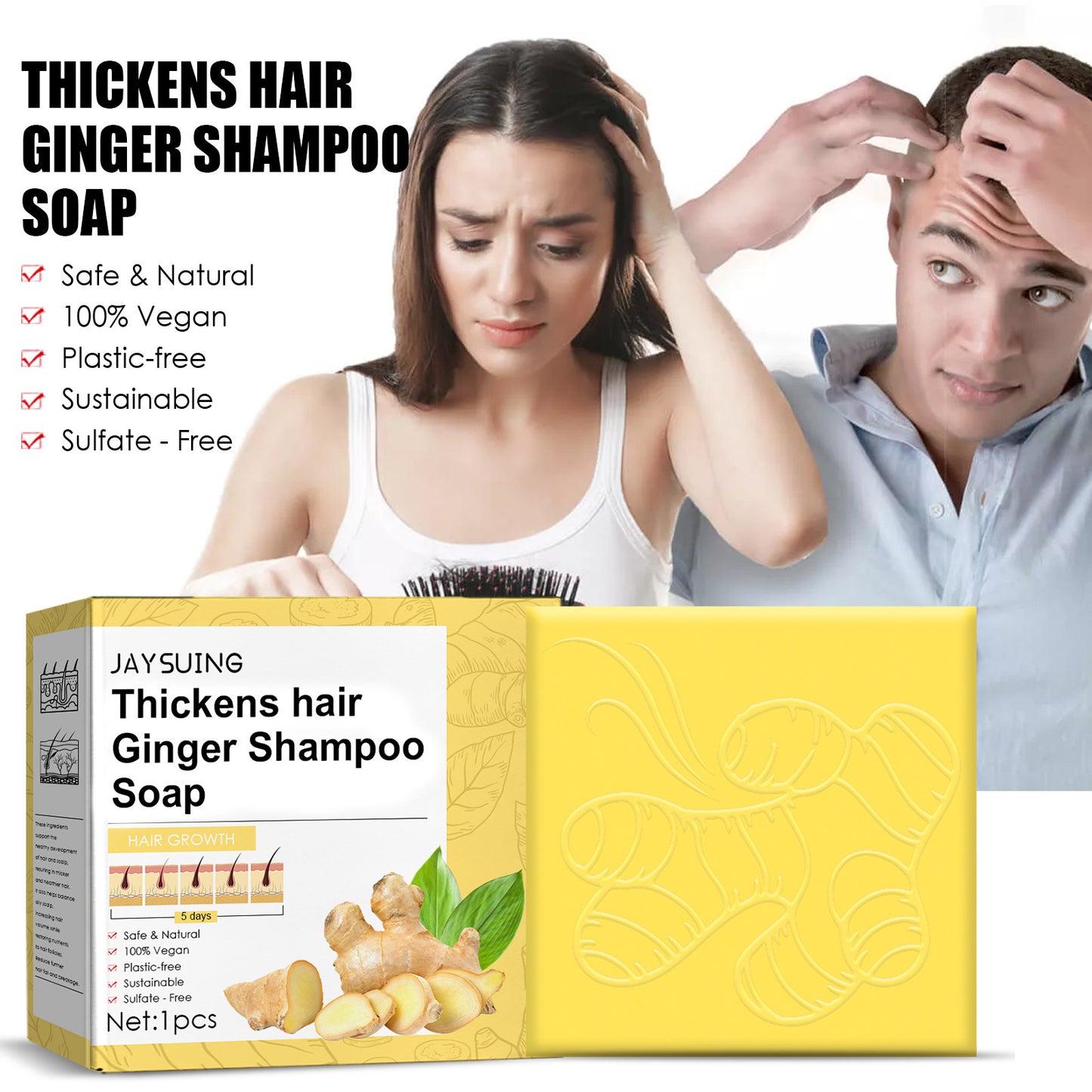 BeeFlex™ Ginger Hair Regrowth Shampoo Bar